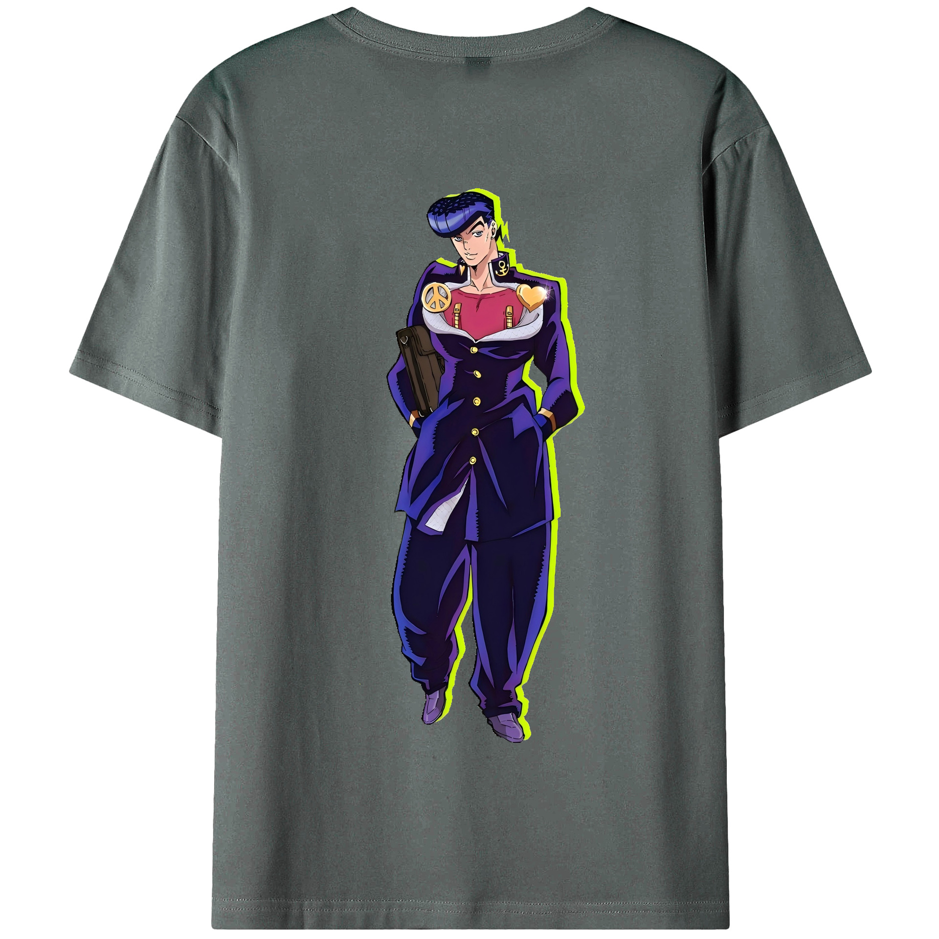 （画像用） ジョジョの奇妙な冒険 ひがしかた じょうすけ JoJo's Bizarre Adventure Higashikata Josuke 綿100％半袖Tシャツ（背面プリント）